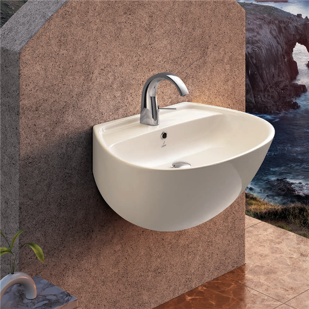 Wall-Mounted Sink with Exposed Plumbing